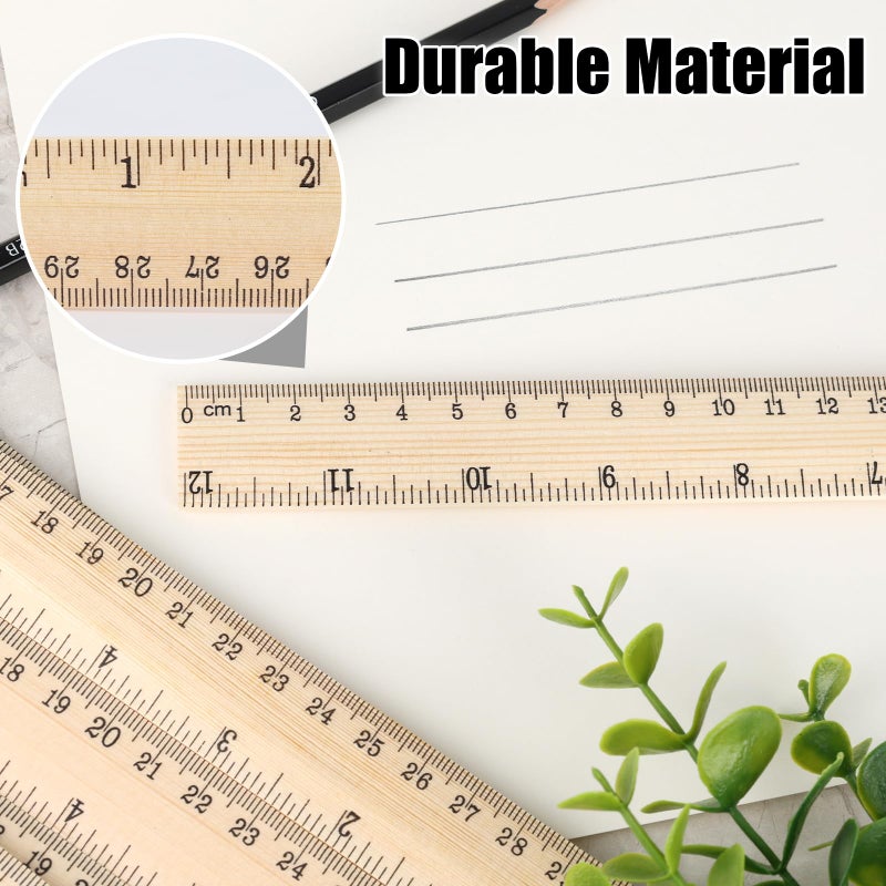 Koogel 12PCS Wooden Rulers Bulk, Wood Ruler 12inch/30cm Measuring Rulers 2 Scale for Kids Students Office School Supplies Classroom - Image 4
